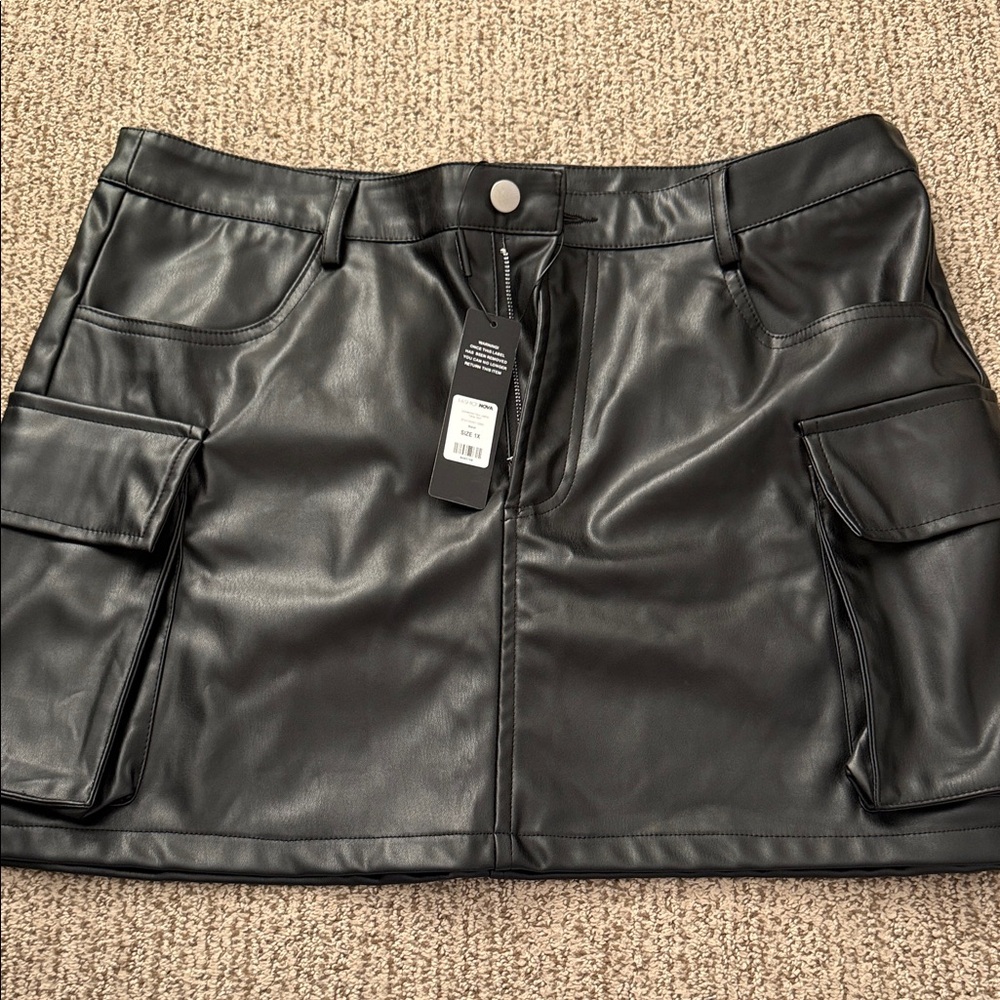 Fashion Nova Black Faux Leather Mini Skirt